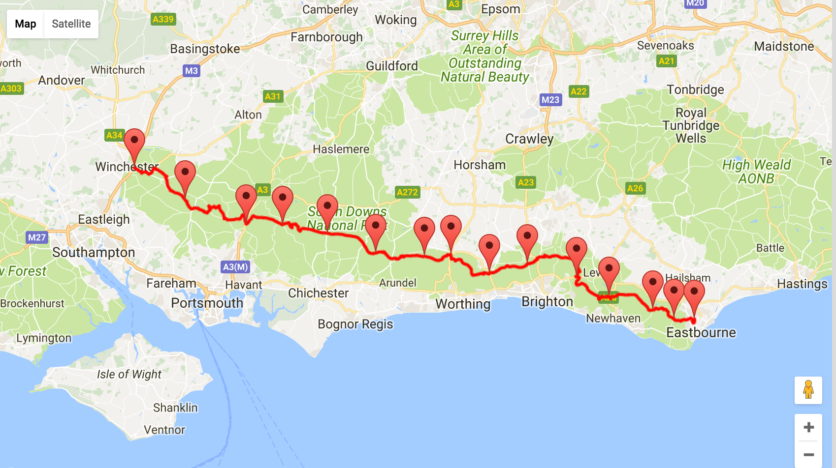 Winchester to Eastbourne